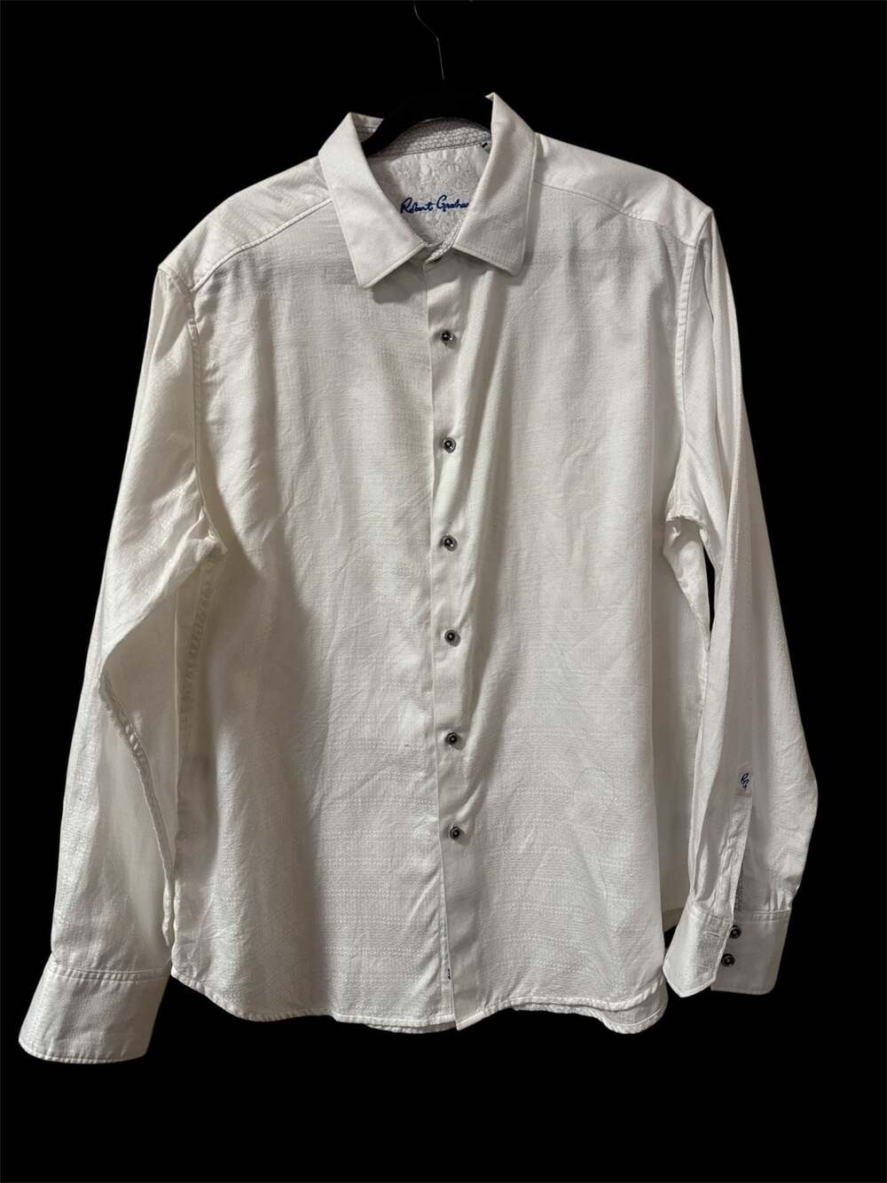 Robert Graham White Long Sleeve Button-Down Shirt with Textured Pattern